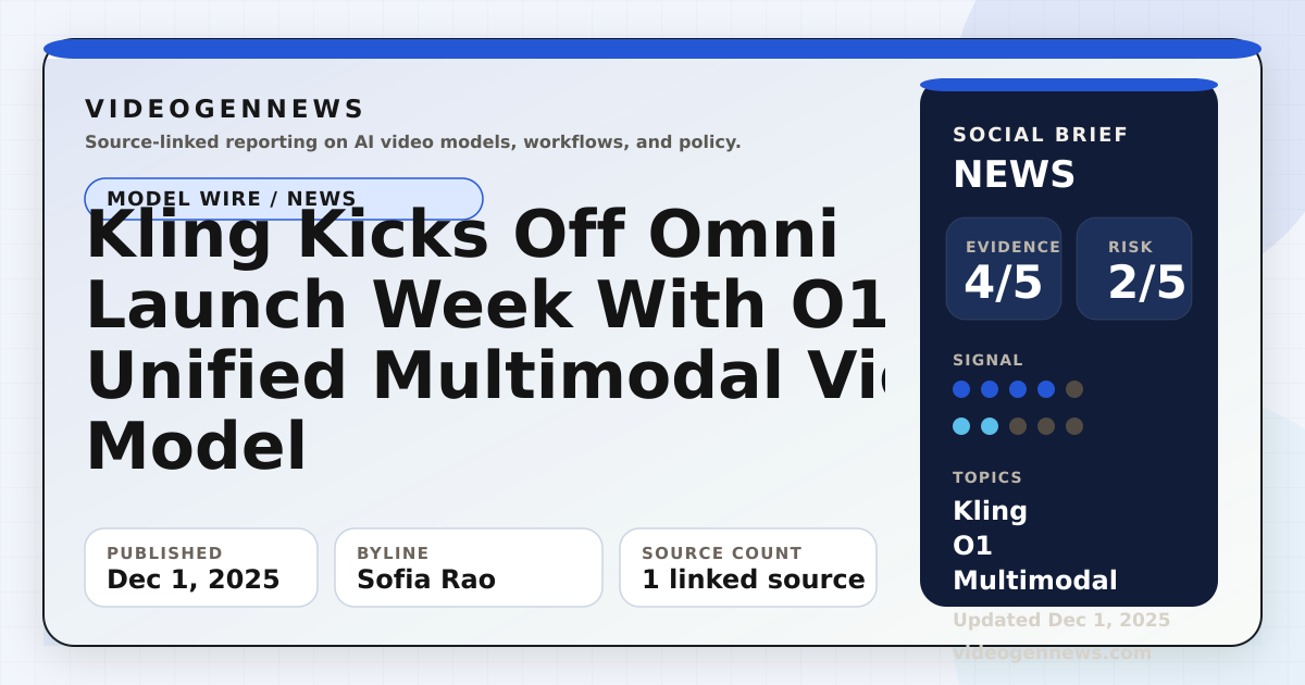Kling Kicks Off Omni Launch Week With O1, a Unified Multimodal Video ...