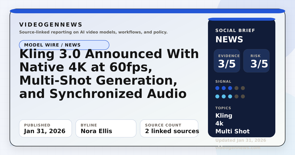 Kling 3.0 Announced With Native 4K at 60fps, Multi-Shot Generation, and ...